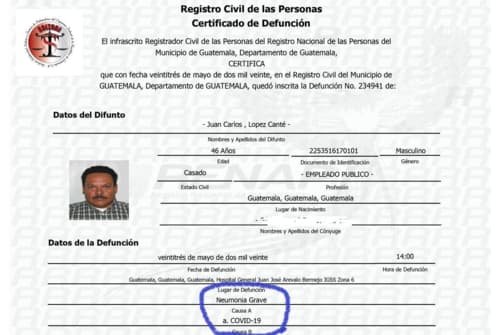 Registro de defunción guatemalteco